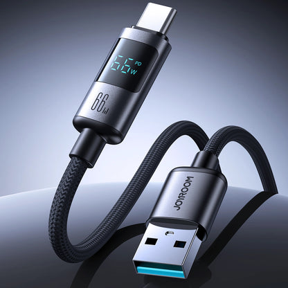 Câble de Données et de Charge USB-A - USB-C Joyroom S-A16 Pro Prism Display, 66W, 1.2m, Noir