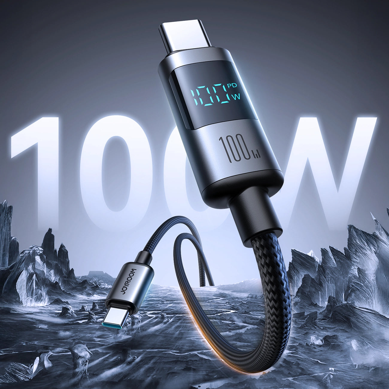 Câble de Données et de Charge USB-C - USB-C Joyroom S-A16 Pro Prism Display, 100W, 1.2m, Noir