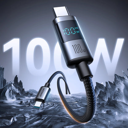 Câble de Données et de Charge USB-C - USB-C Joyroom S-A16 Pro Prism Display, 100W, 1.2m, Noir