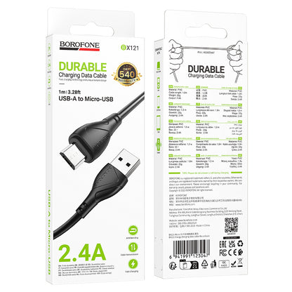 Câble de Données et de Charge USB-A - microUSB Borofone BX121 Energy, 18W, 1m, Noir