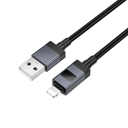 Daten- und Ladekabel USB-A - Lightning HOCO X118 Display, 12W, 1m, Schwarz