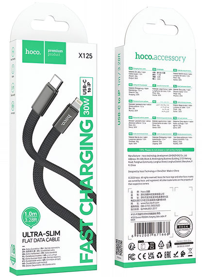 USB-C - Lightning Daten- und Ladekabel HOCO X125, 30W, 1m, Schwarz