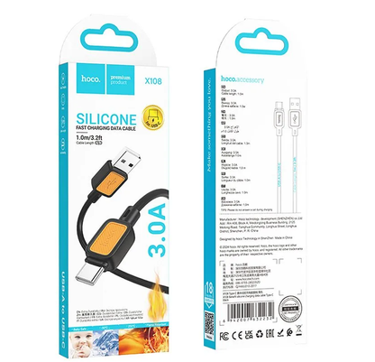 Câble de Données et de Charge USB-A - USB-C HOCO X108, 18W, 1m, Noir