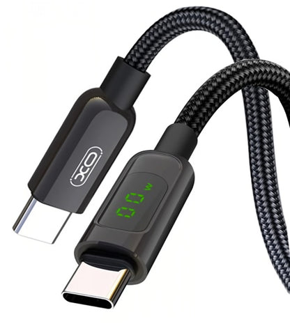 Câble de Données et de Charge USB-C - USB-C XO Design NB-Q203B Display, 60W, 1m, Noir
