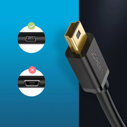 Daten- und Ladekabel USB-A - miniUSB UGREEN US132, 3m, Schwarz