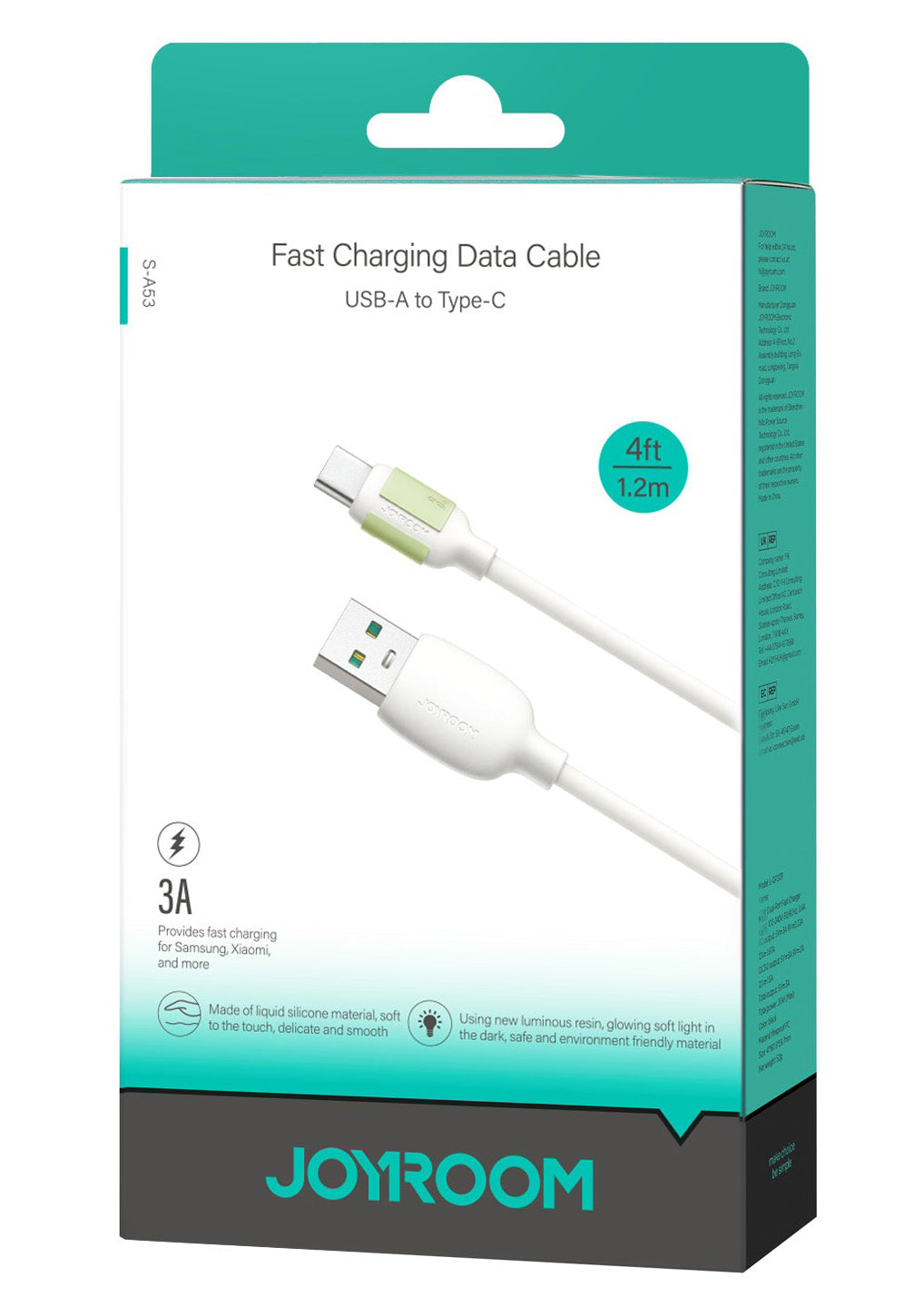 USB-A to USB-C Data and Charging Cable Joyroom S-A53, 18W, 1.2m, Beige
