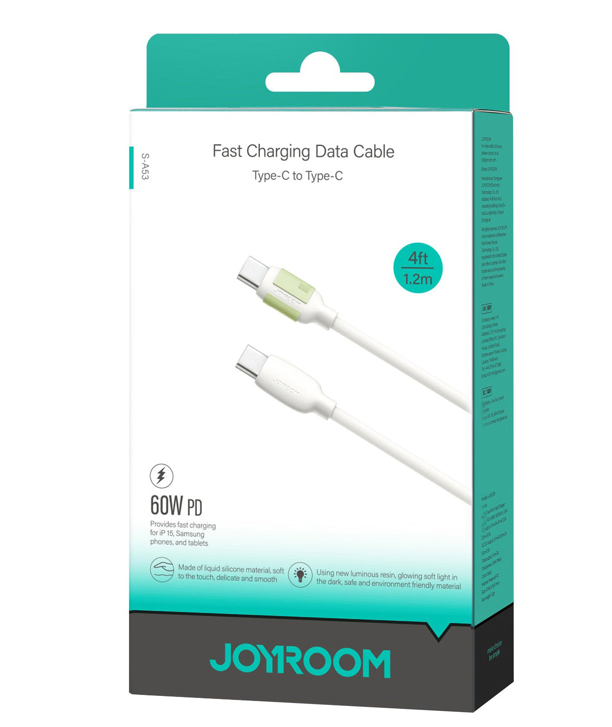 USB-C Data and Charging Cable - USB-C Joyroom S-A53, 60W, 1.2m, Beige