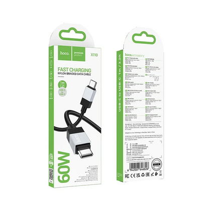 Câble de Données et de Charge USB-C - USB-C HOCO X110, 60W, 1m, Noir