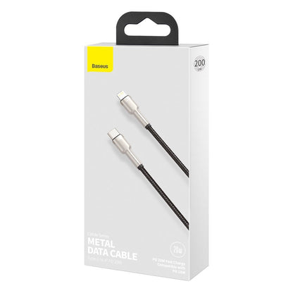 USB-C - Lightning Lade- und Datenkabel Baseus Cafule Metal Series, 20W, 2m, Schwarz CATLJK-B01