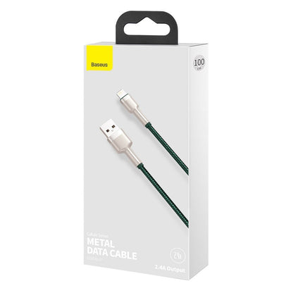 Câble de Données et de Charge USB-A - Lightning Baseus Cafule Metal Series, 18W, 2m, Vert CALJK-B06