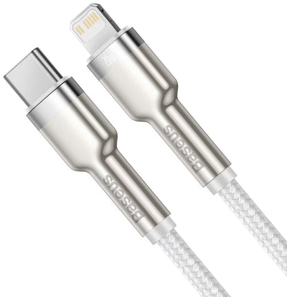 USB-C - Lightning Lade- und Datenkabel Baseus Cafule Metal Series, 20W, 2m, Weiß CATLJK-B02