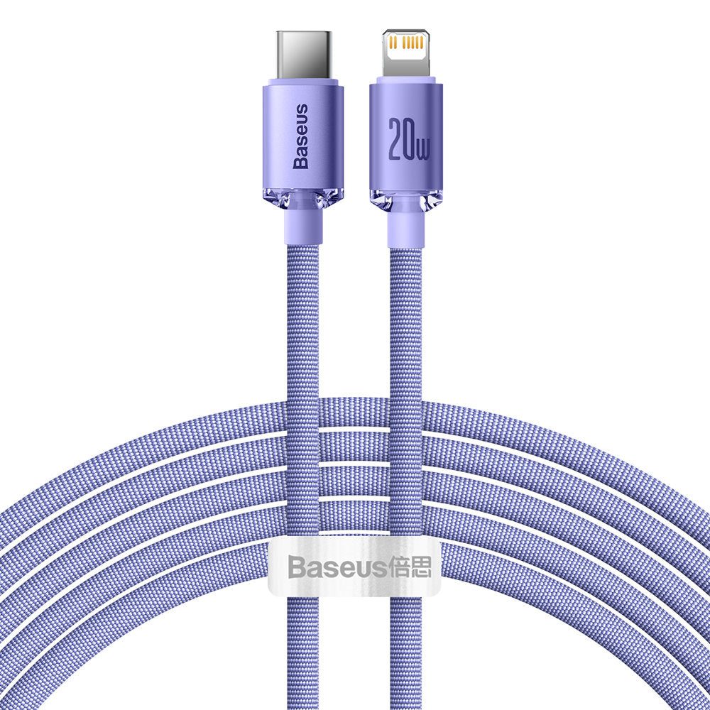 Câble de Données et de Charge USB-C - Lightning Baseus Crystal Shine Series, 20W, 2m, Mauve CAJY000305