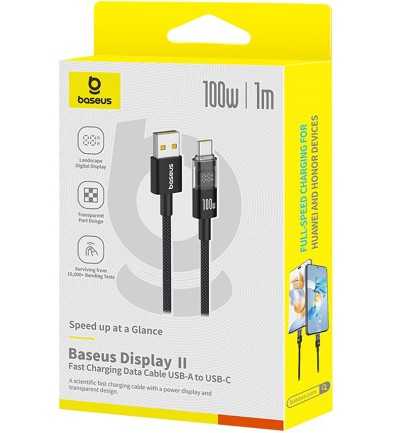 Câble de Données et de Charge USB-A - USB-C Baseus Display 2, 100W, 1m, Noir P10382701121-00