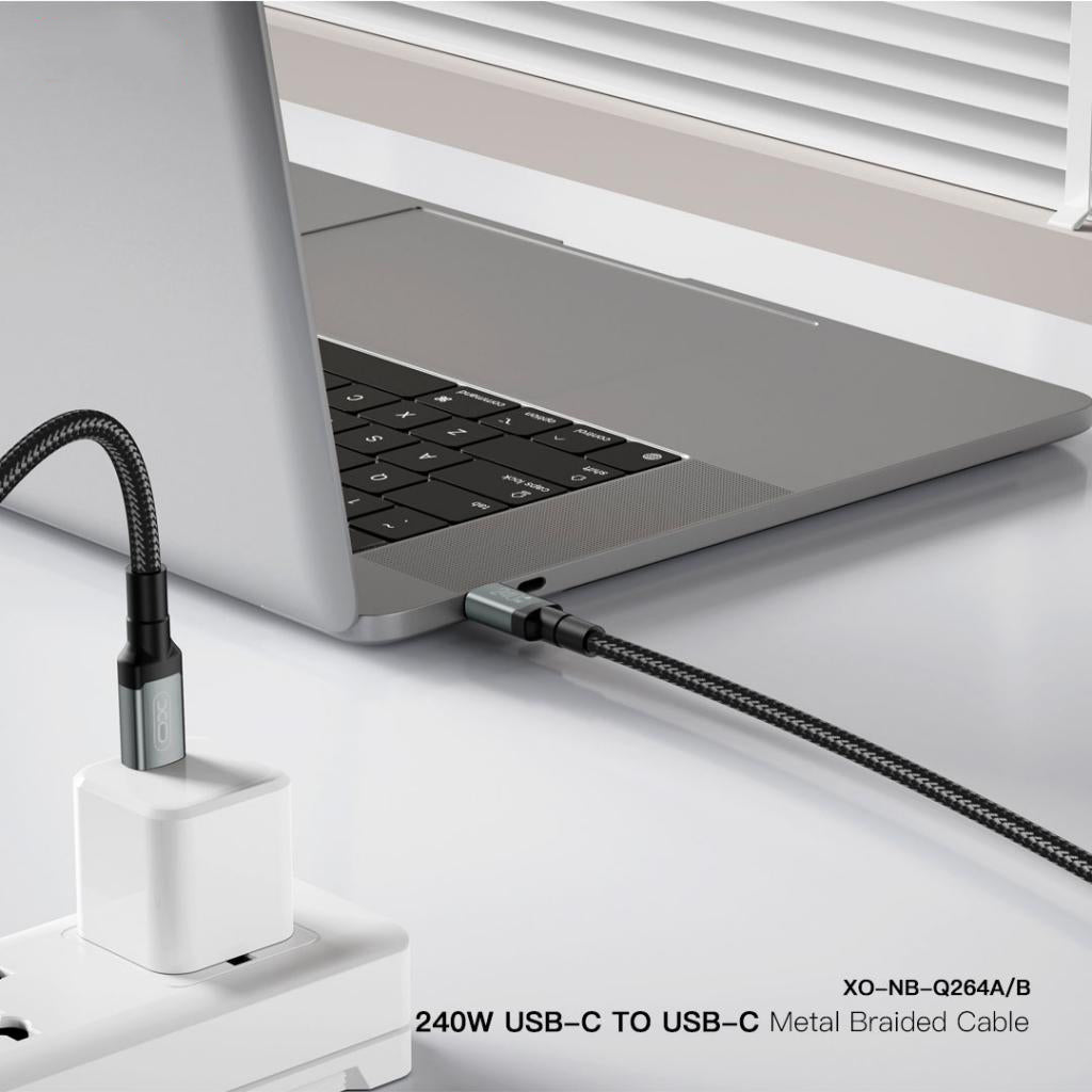 Câble de Données et de Charge USB-C - USB-C XO Design NB-Q264B, 240W, 2m, Noir