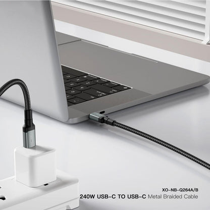 Câble de Données et de Charge USB-C - USB-C XO Design NB-Q264B, 240W, 2m, Noir