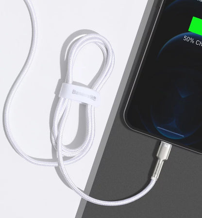USB-C - Lightning Lade- und Datenkabel Baseus Cafule Metal Series, 20W, 2m, Weiß CATLJK-B02