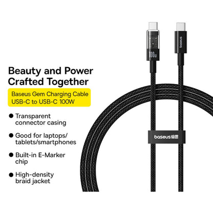 Câble de Données et de Charge USB-C - USB-C Baseus Gem, 100W, 1m, Noir P10373000111-00