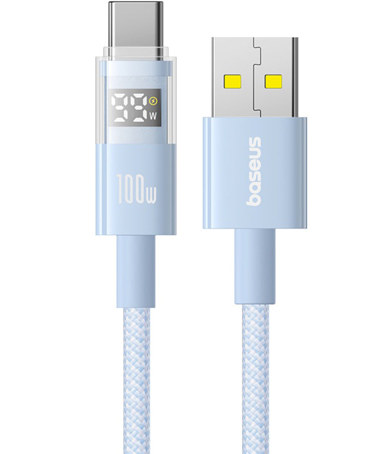 Câble de Données et de Charge USB-A - USB-C Baseus Display 2, 100W, 2m, Bleu P10382701311-01