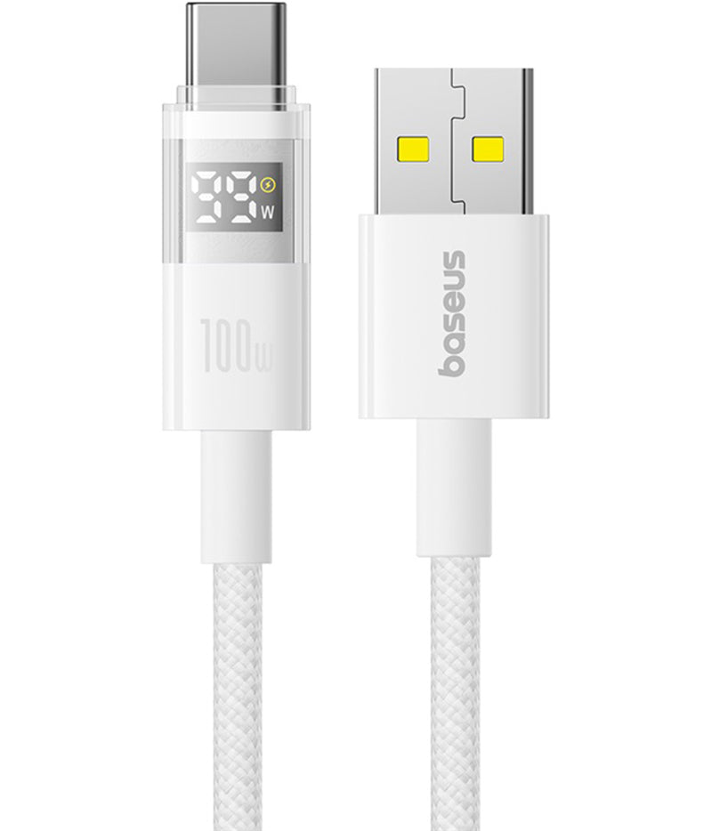 Câble de Données et de Charge USB-A - USB-C Baseus Display 2, 100W, 2m, Blanc P10382701211-01