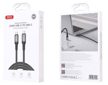 Câble de Données et de Charge USB-C - USB-C XO Design NB-Q264B, 240W, 2m, Noir