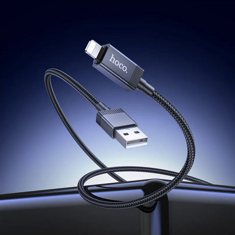 Daten- und Ladekabel USB-A - Lightning HOCO X118 Display, 12W, 1m, Schwarz
