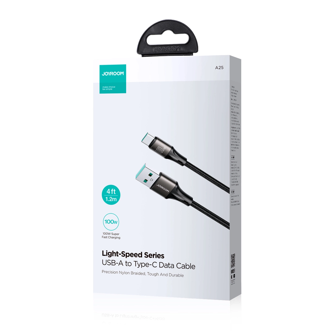 Daten- und Ladekabel USB-A - USB-C Joyroom S-A25 Light-Speed, 100W, 1.2m, Schwarz