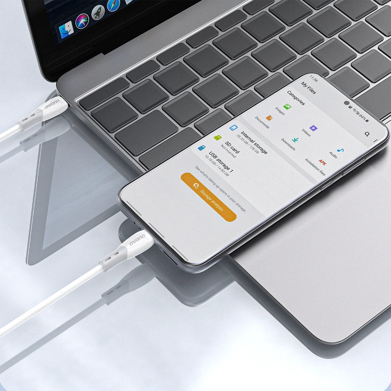 USB-C Daten- und Ladekabel - USB-C Dudao L25SC, 60W, 2m, Weiß