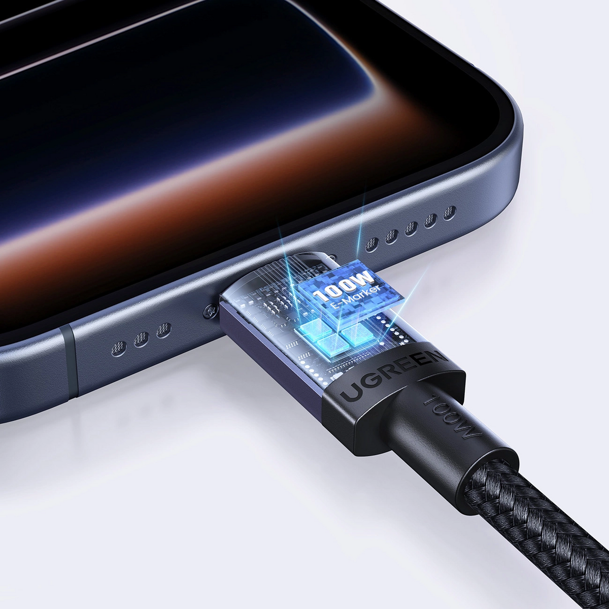 Câble de Données et de Charge USB-C - USB-C UGREEN, 100W, 1m, Noir