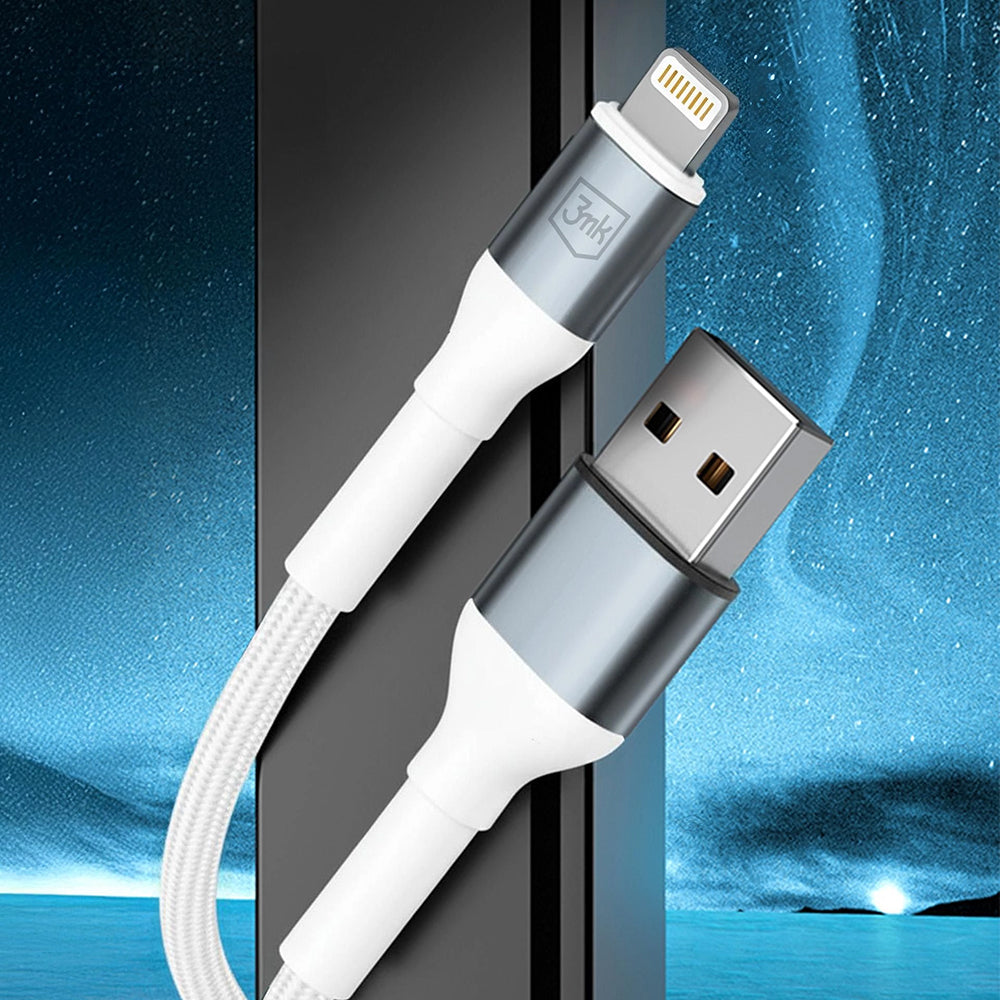 USB-A to Lightning Data and Charging Cable 3MK Hyper N, 12W, 2m, White