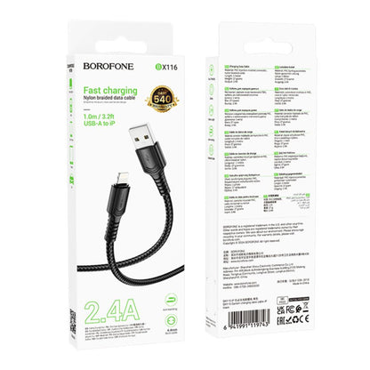 Daten- und Ladekabel USB-A - Lightning Borofone BX116 Certain, 18W, 1m, Schwarz