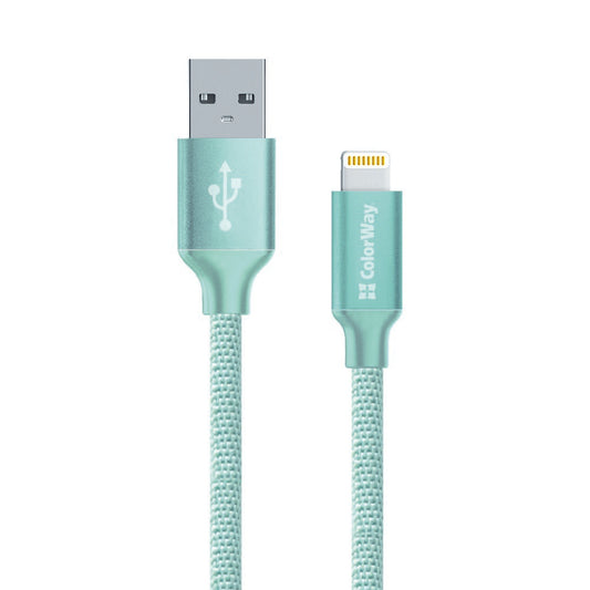 Câble de Données et de Charge USB-A - Lightning ColorWay CW-CBUL004, 18W, 1m, Vert