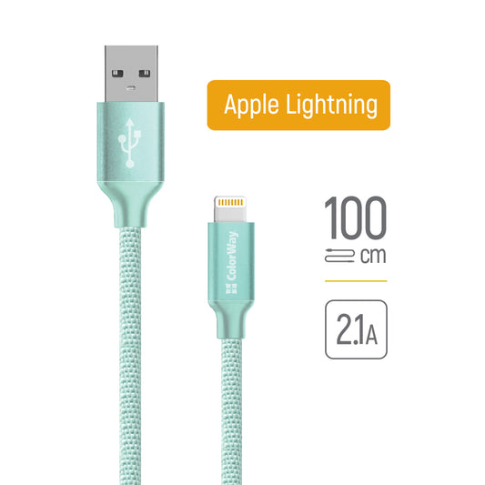 Câble de Données et de Charge USB-A - Lightning ColorWay CW-CBUL004, 18W, 1m, Vert