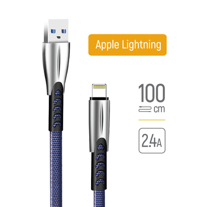 Câble de données et de charge USB-A - Lightning ColorWay CW-CBUL010, 18W, 1m, Bleu