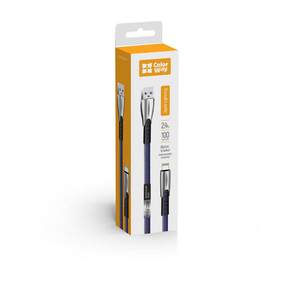 Câble de données et de charge USB-A - Lightning ColorWay CW-CBUL010, 18W, 1m, Bleu