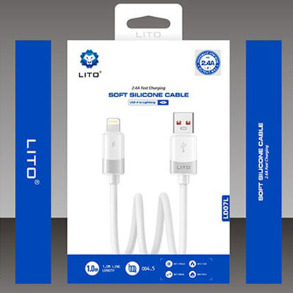 Câble de Données et de Charge USB-A - Lightning Lito LD07, 60W, 1m, Blanc