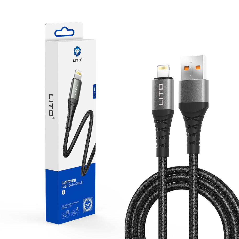 Câble de Données et de Charge USB-A - Lightning Lito LD08L, 18W, 1m, Noir