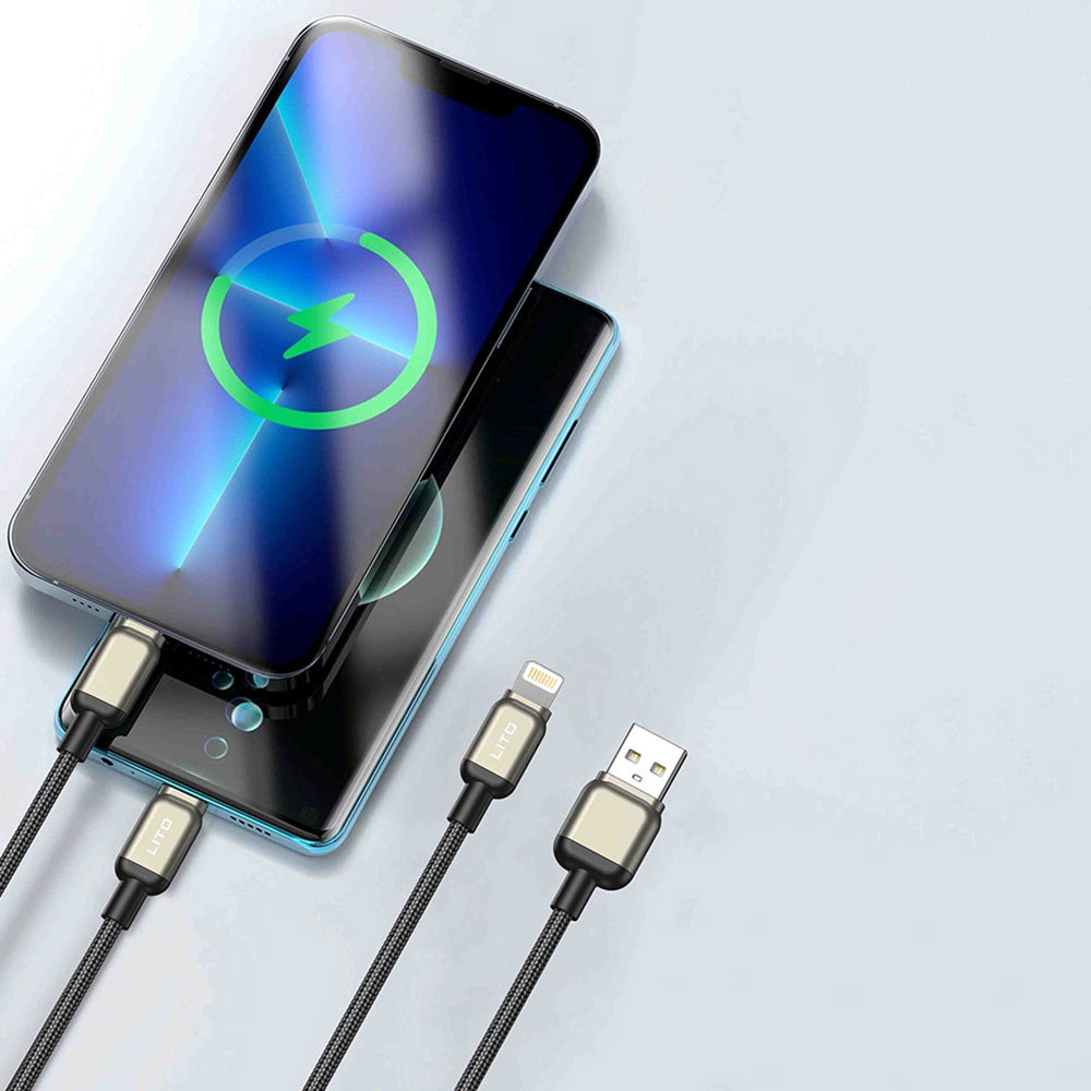 Daten- und Ladekabel USB-A - Lightning Lito LD17, 18W, 1m, Schwarz