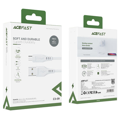Câble de Données et de Charge USB-A - microUSB Acefast C3-09, 18W, 1.2m, Blanc