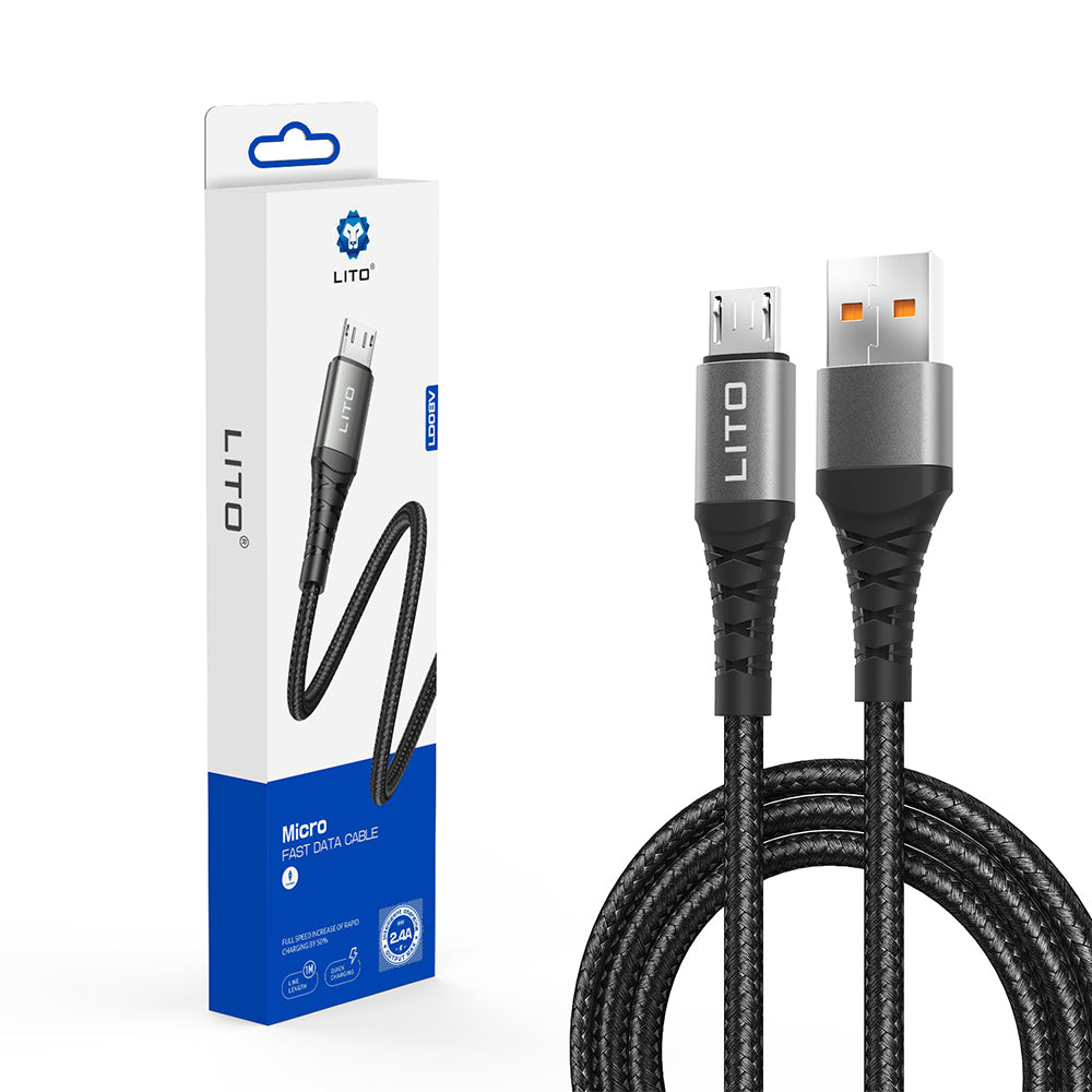 Câble de Données et de Charge USB-A - microUSB Lito LD08V, 18W, 1m, Noir
