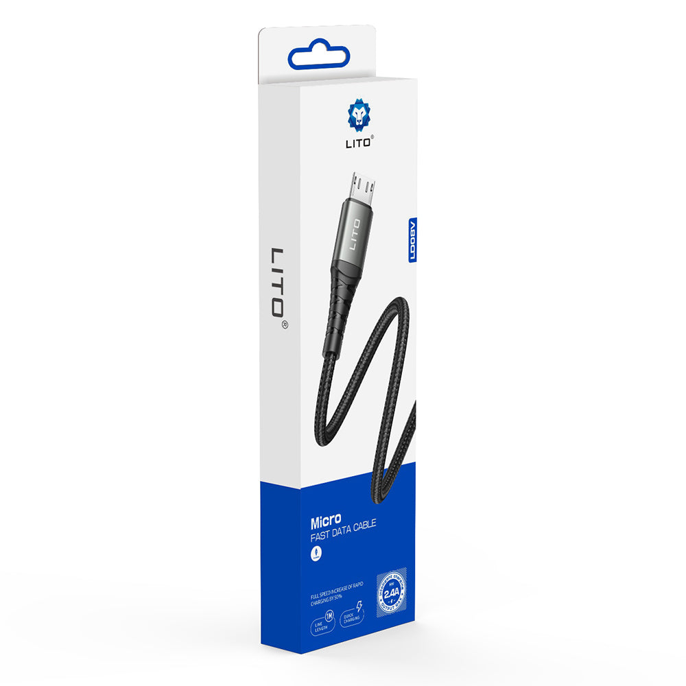 Câble de Données et de Charge USB-A - microUSB Lito LD08V, 18W, 1m, Noir