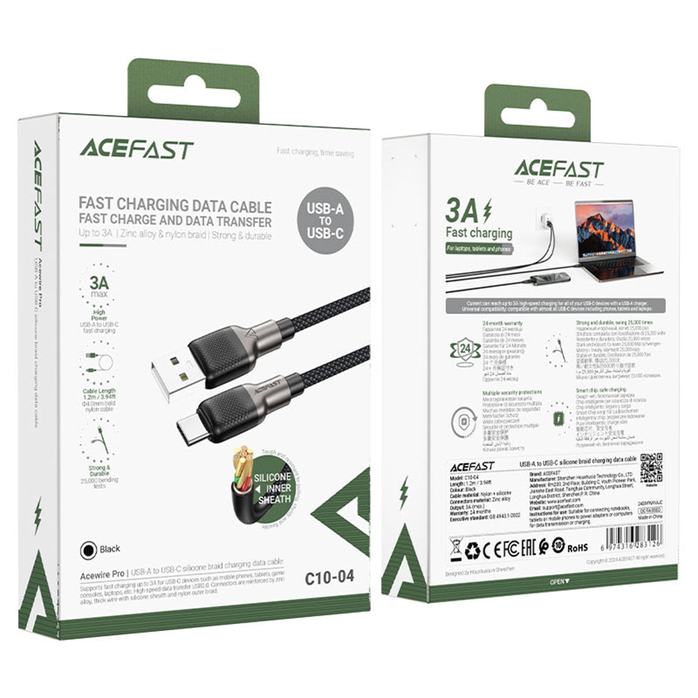 Daten- und Ladekabel USB-A - USB-C Acefast C10-04, 18W, 1,2m, Schwarz