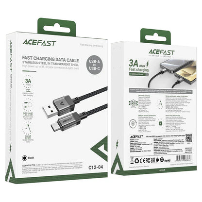Daten- und Ladekabel USB-A - USB-C Acefast C12-04, 18W, 1,2m, Schwarz