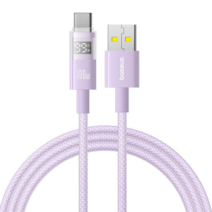 Câble de Données et de Charge USB-A - USB-C Baseus Display 2, 100W, 2m, Mauve P10382701511-01