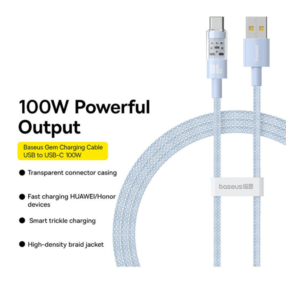 Daten- und Ladekabel USB-A - USB-C Baseus Gem, 100W, 2m, Blau P10373002311-01