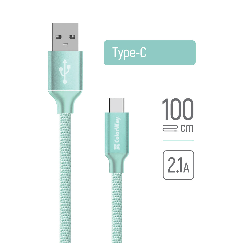 Daten- und Ladekabel USB-A - USB-C ColorWay CW-CBUC003, 18W, 1m, Grün