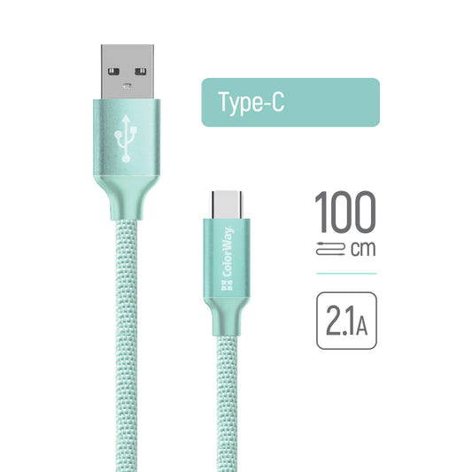 Câble de Données et de Charge USB-A - USB-C ColorWay CW-CBUC003, 18W, 1m, Vert