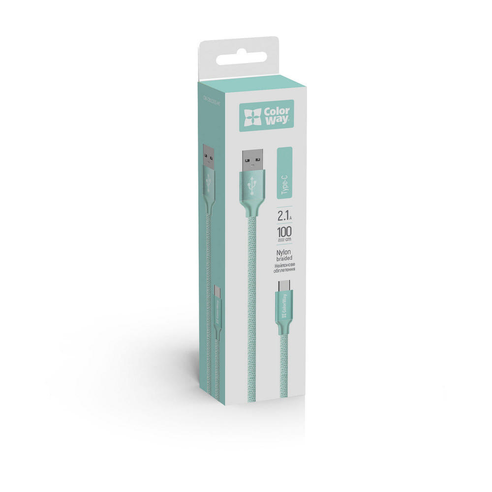 Daten- und Ladekabel USB-A - USB-C ColorWay CW-CBUC003, 18W, 1m, Grün