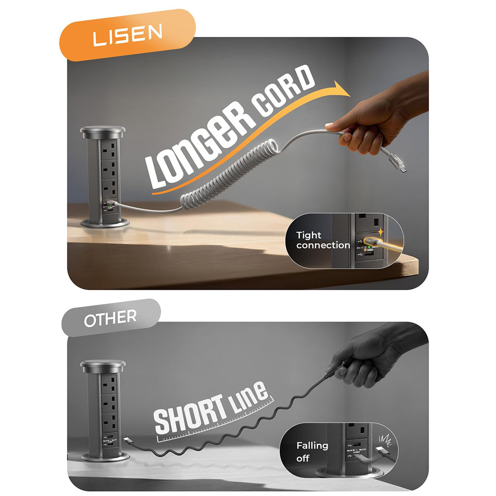 Câble de données et de charge USB-A - USB-C Lisen L114, 15W, 1m, Gris YL0125030001