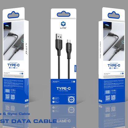 Daten- und Ladekabel USB-A - USB-C Lito LD06T, 18W, 1m, Schwarz