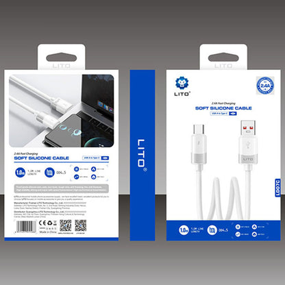 Câble de Données et de Charge USB-A - USB-C Lito LD07, 18W, 1m, Blanc